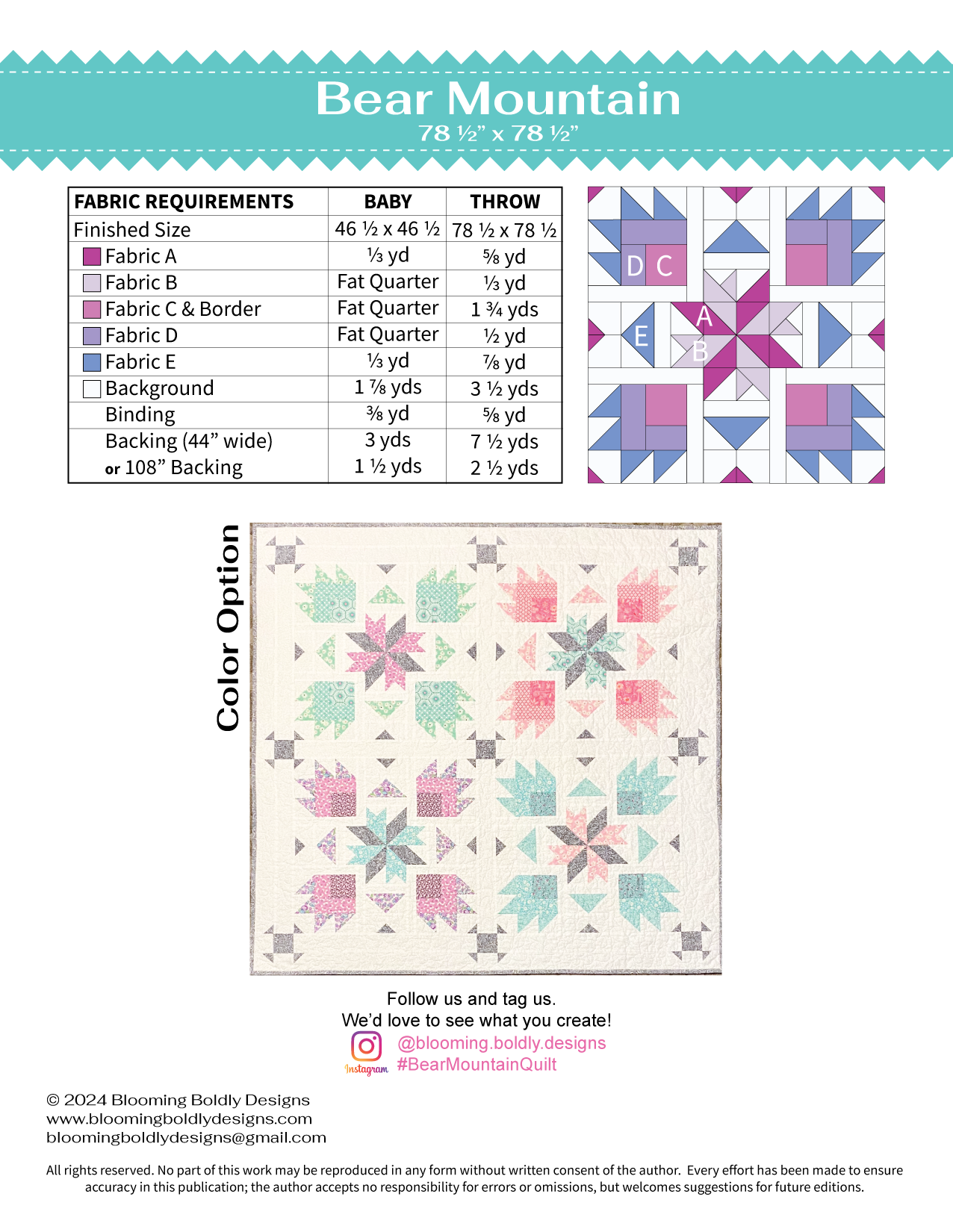 Digital Download - Bear Mountain Quilt Pattern