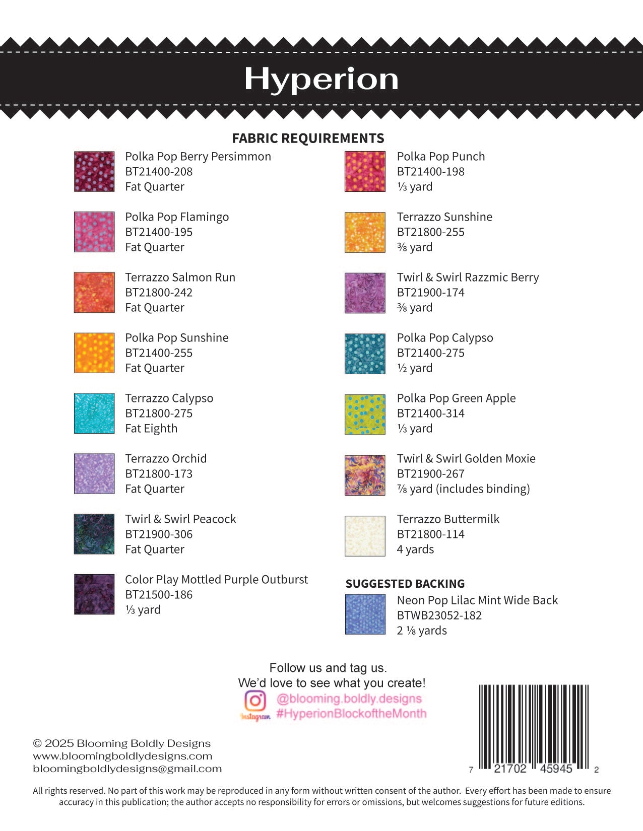 Hyperion Block of the Month Quilt Pattern