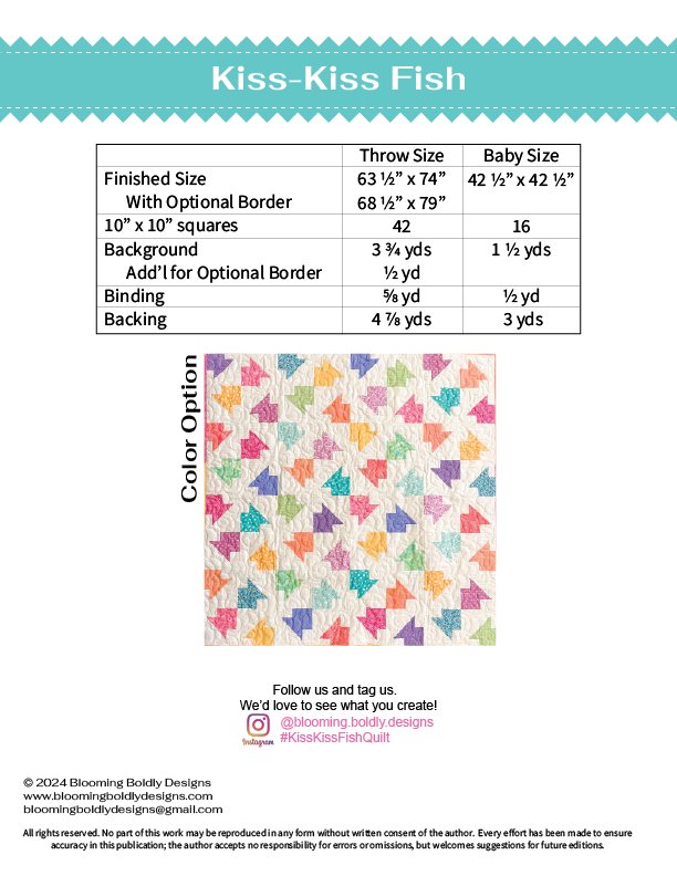 Digital Download - Kiss-Kiss Fish Quilt Pattern