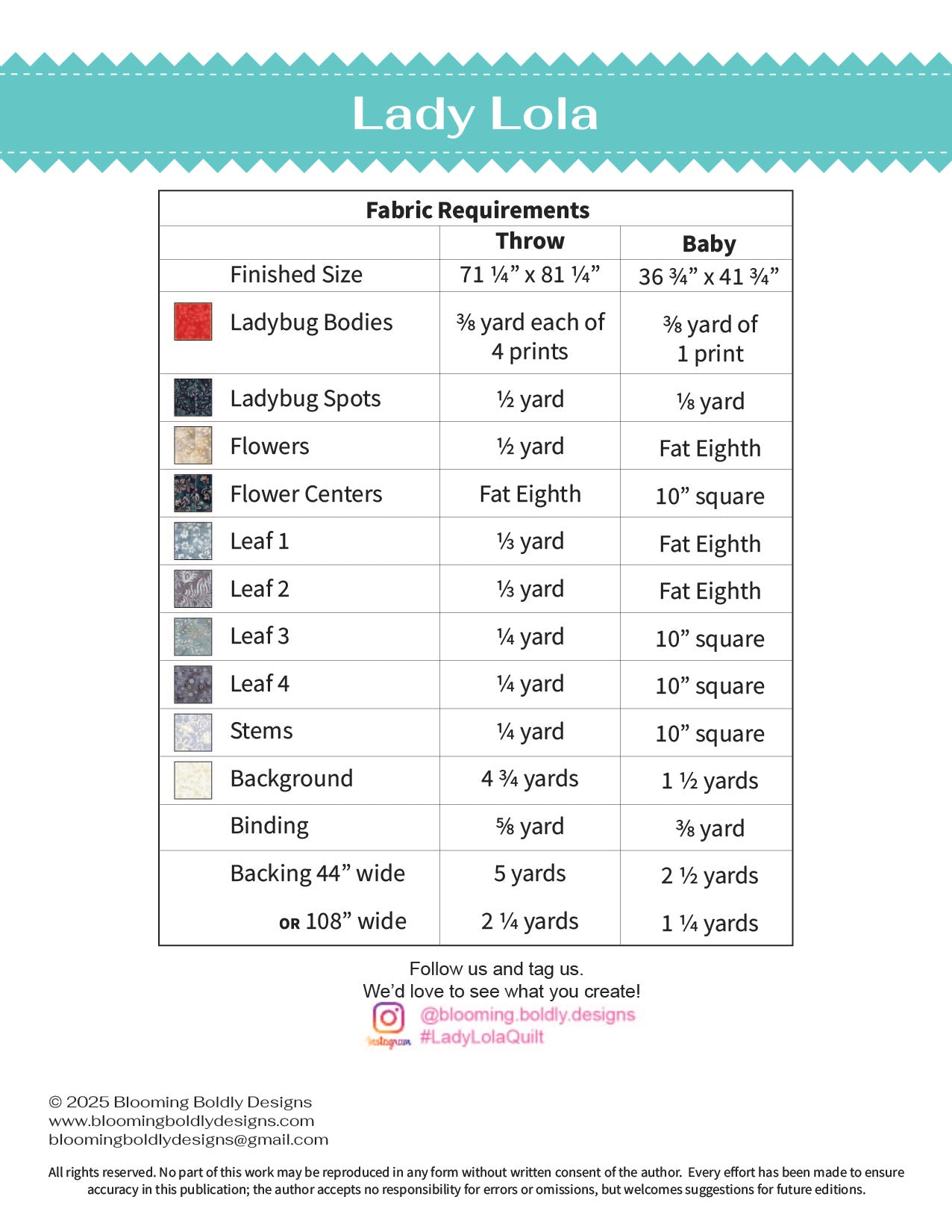 Digital Download - Lady Lola Quilt Pattern