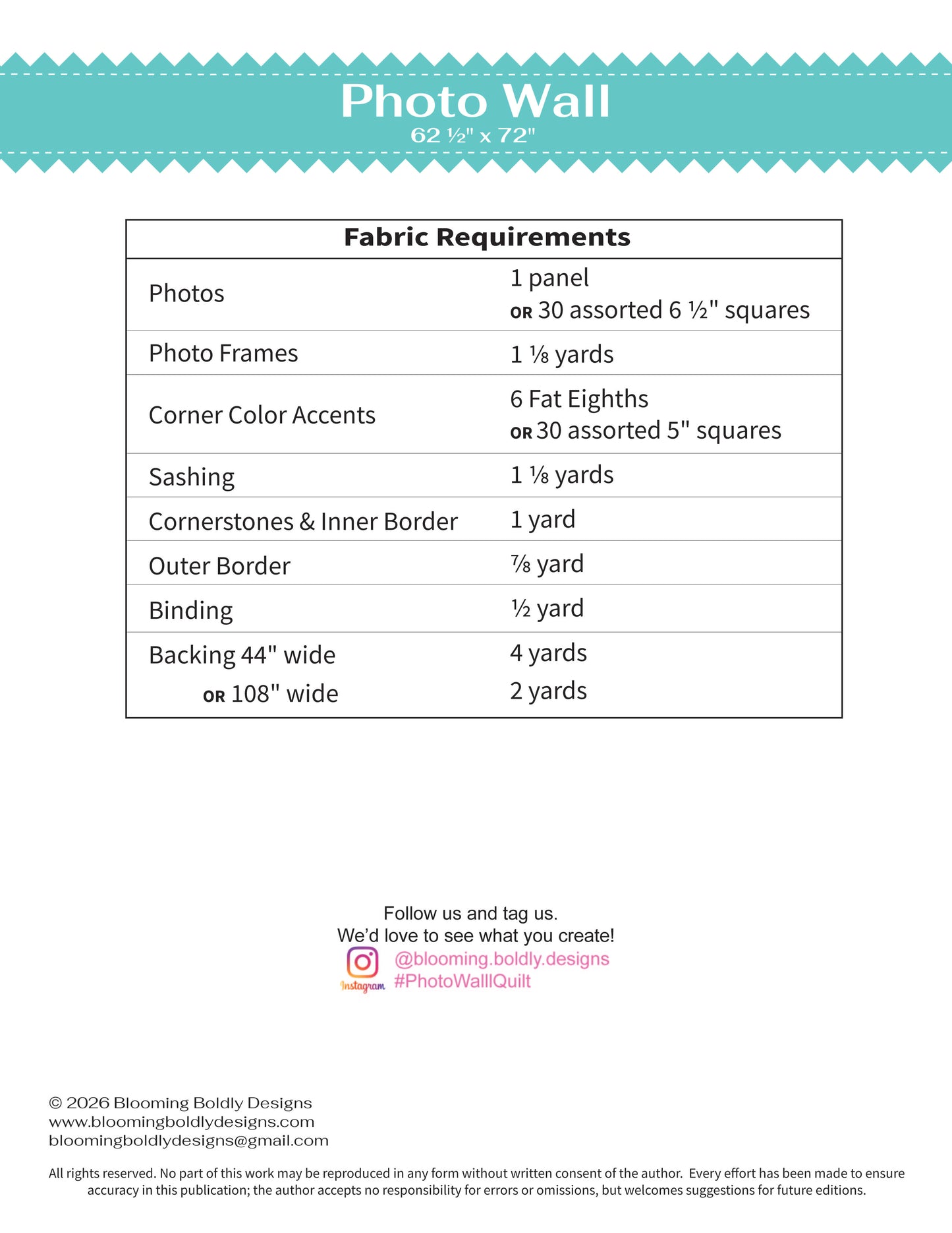 Digital Download - Photo Wall Quilt Pattern