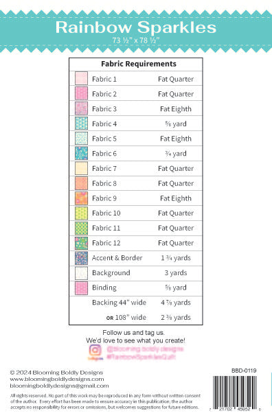Rainbow Sparkles Quilt Pattern