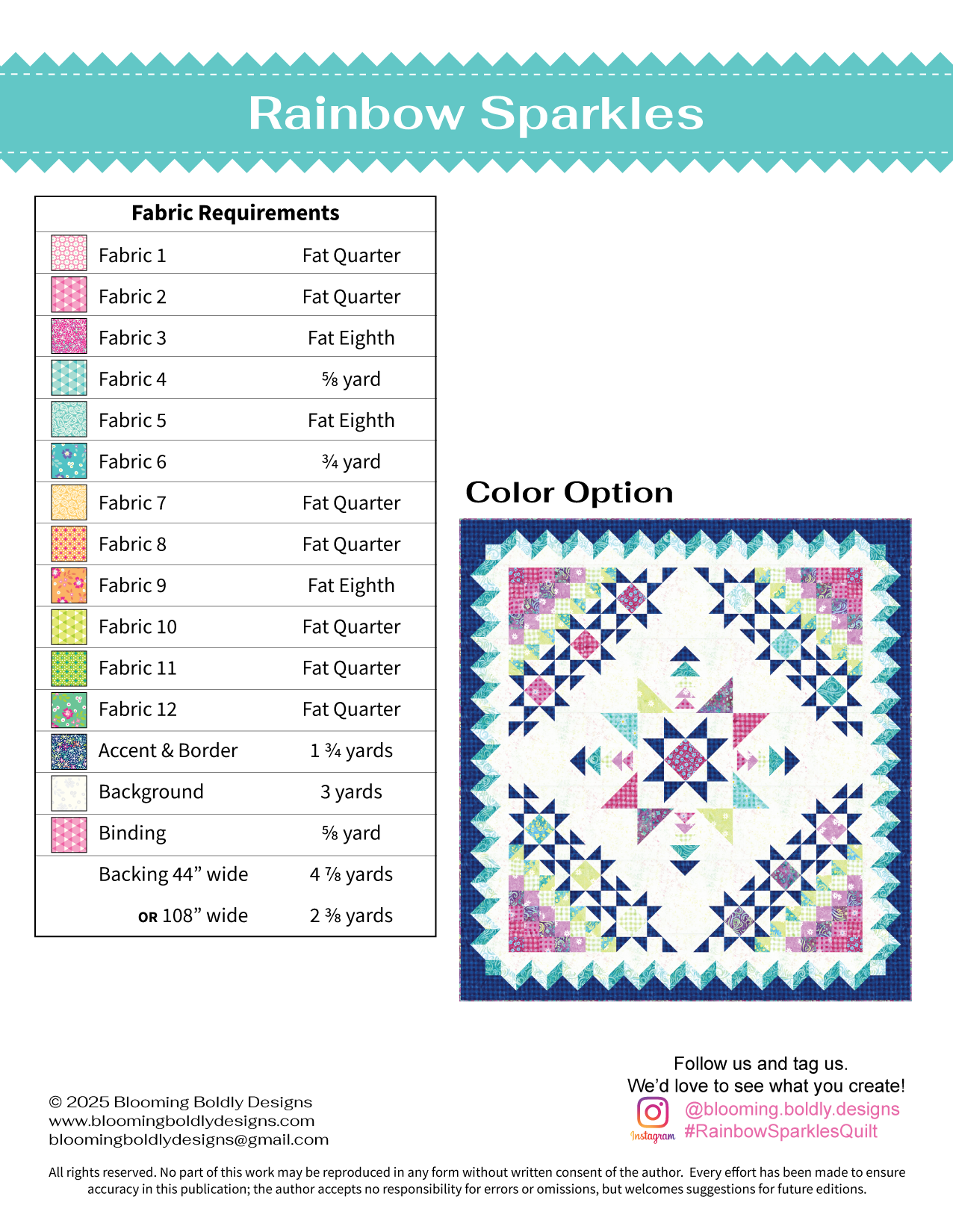 Digital Download - Rainbow Sparkles Quilt Pattern