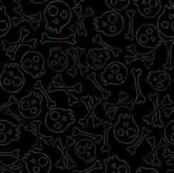 Creepin' It Real Stitched Skulls Black (1/2 yard)