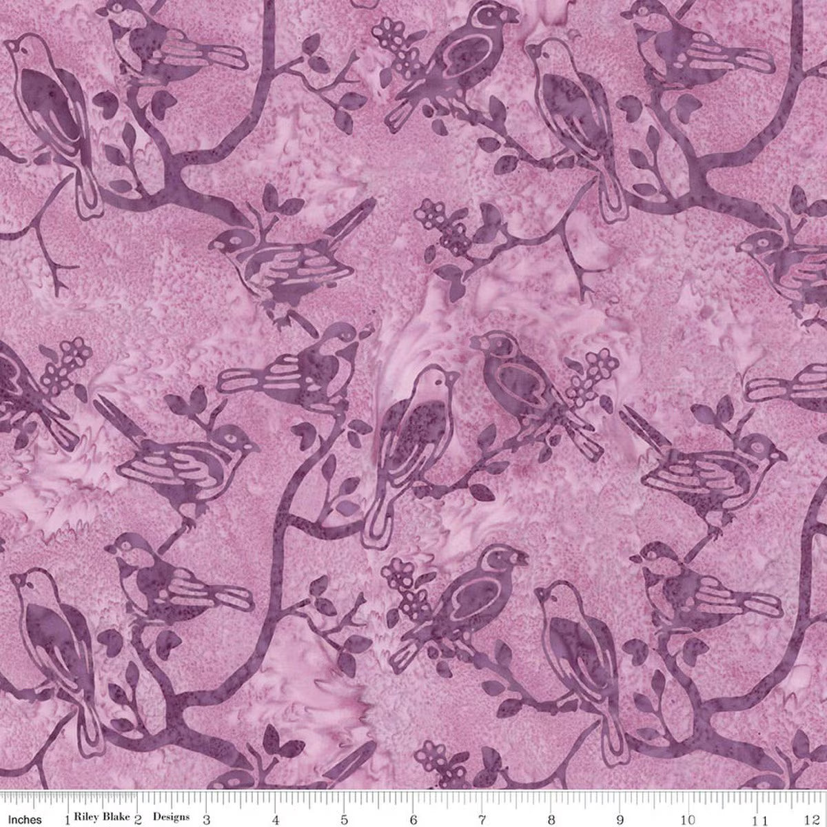 Batik Backyard Birds Dusty Periwinkle Yardage (1/2 Yard)