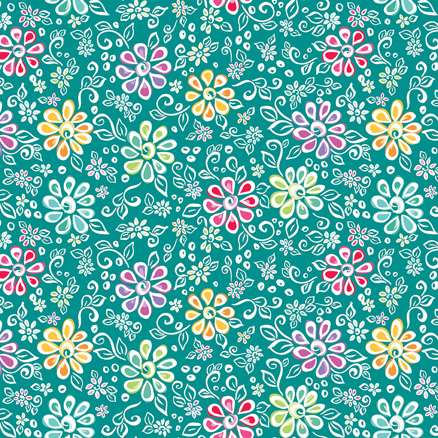 Chasing Rainbows Main Teal (1/2 Yard)