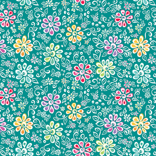 Chasing Rainbows Main Teal (1/2 Yard)