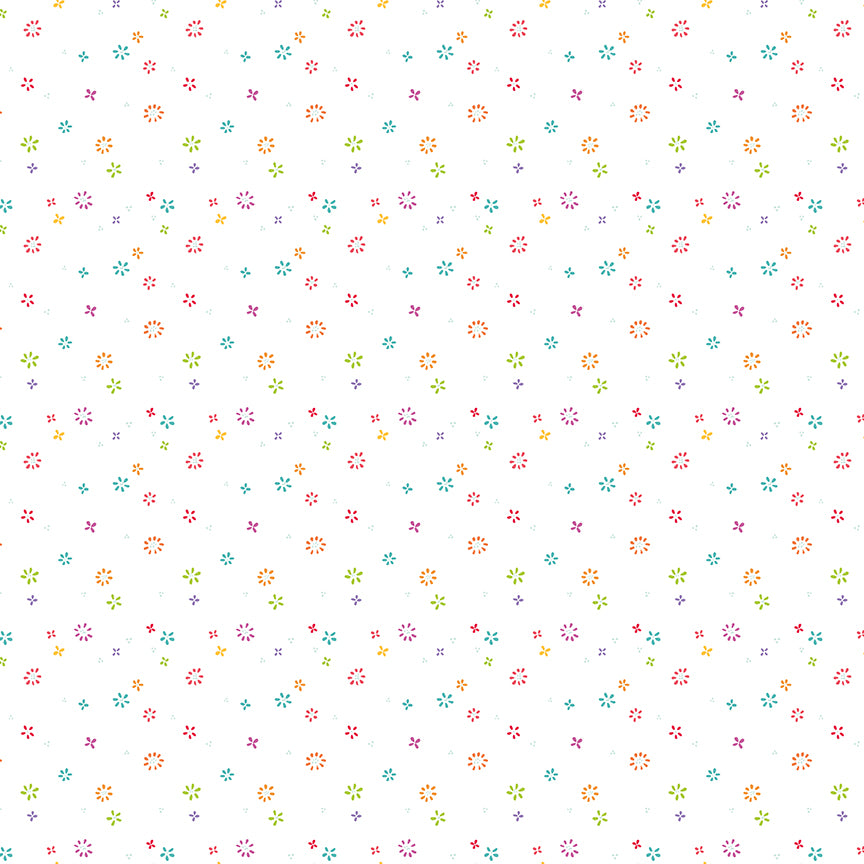 Chasing Rainbows Garden Sprinkles White (1/2 Yard)