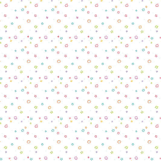 Chasing Rainbows Garden Sprinkles White (1/2 Yard)