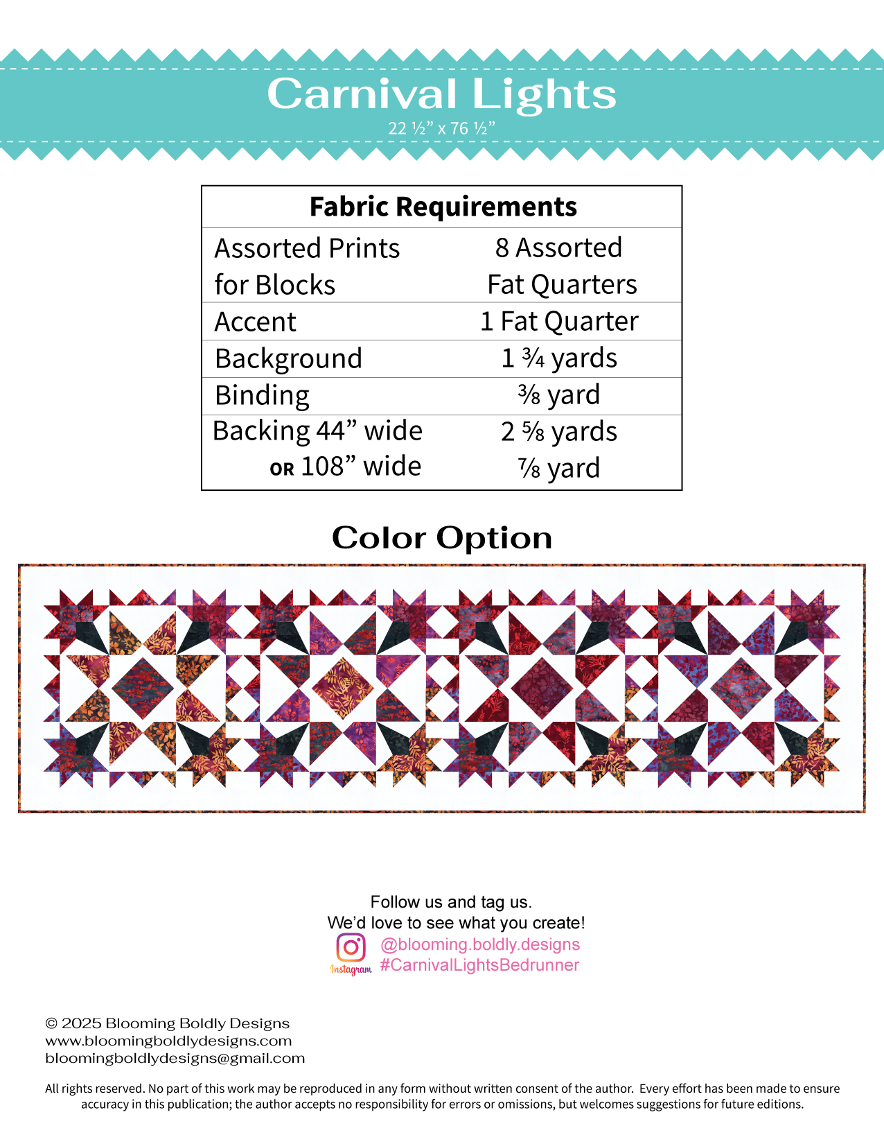 Digital Download - Carnival Lights Bed Runner Pattern