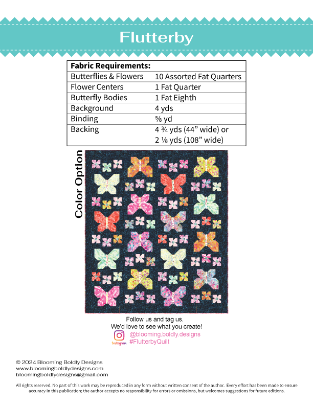 Flutterby Pattern Digital Download - Flutterby Quilt Pattern – Blooming Boldly Designs