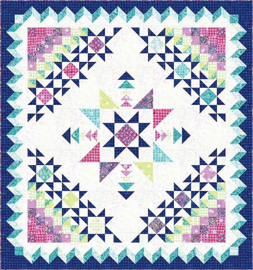 Rainbow Sparkles Daisy Dots Quilt Kit