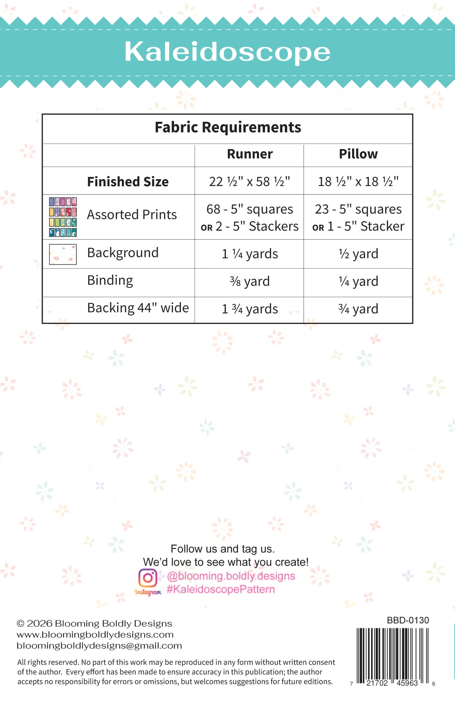 Kaleidoscope Runner and Pillow Pattern