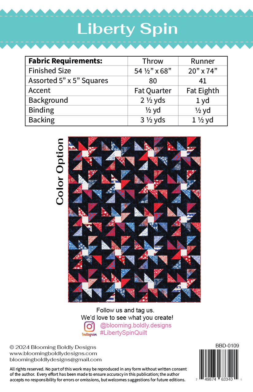 Liberty Spin Quilt & Runner Pattern