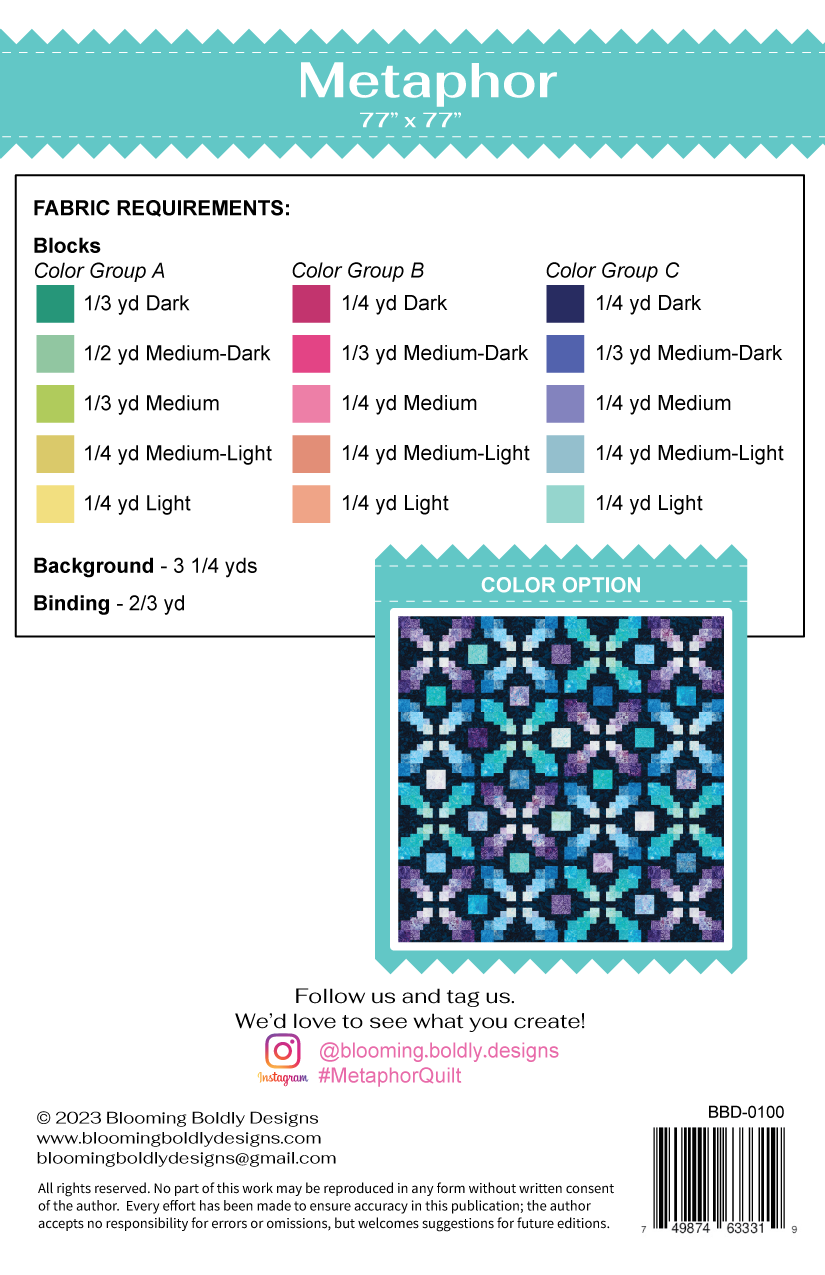 Metaphor Quilt Pattern – Blooming Boldly Designs