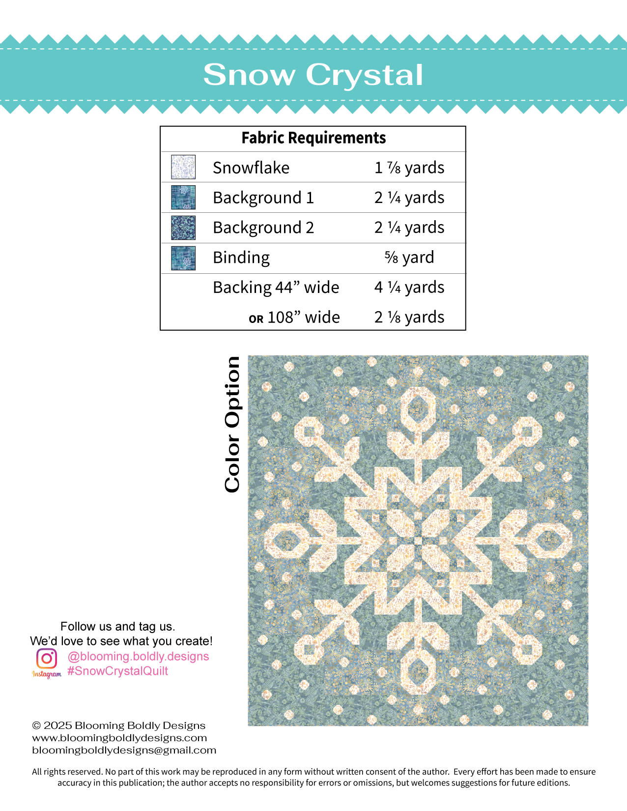 Digital Download - Snow Crystal Quilt Pattern