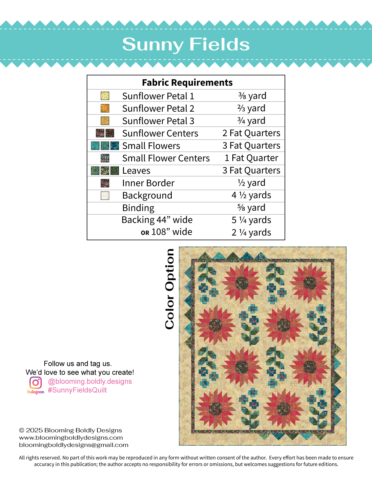 Digital Download - Sunny Fields Quilt Pattern
